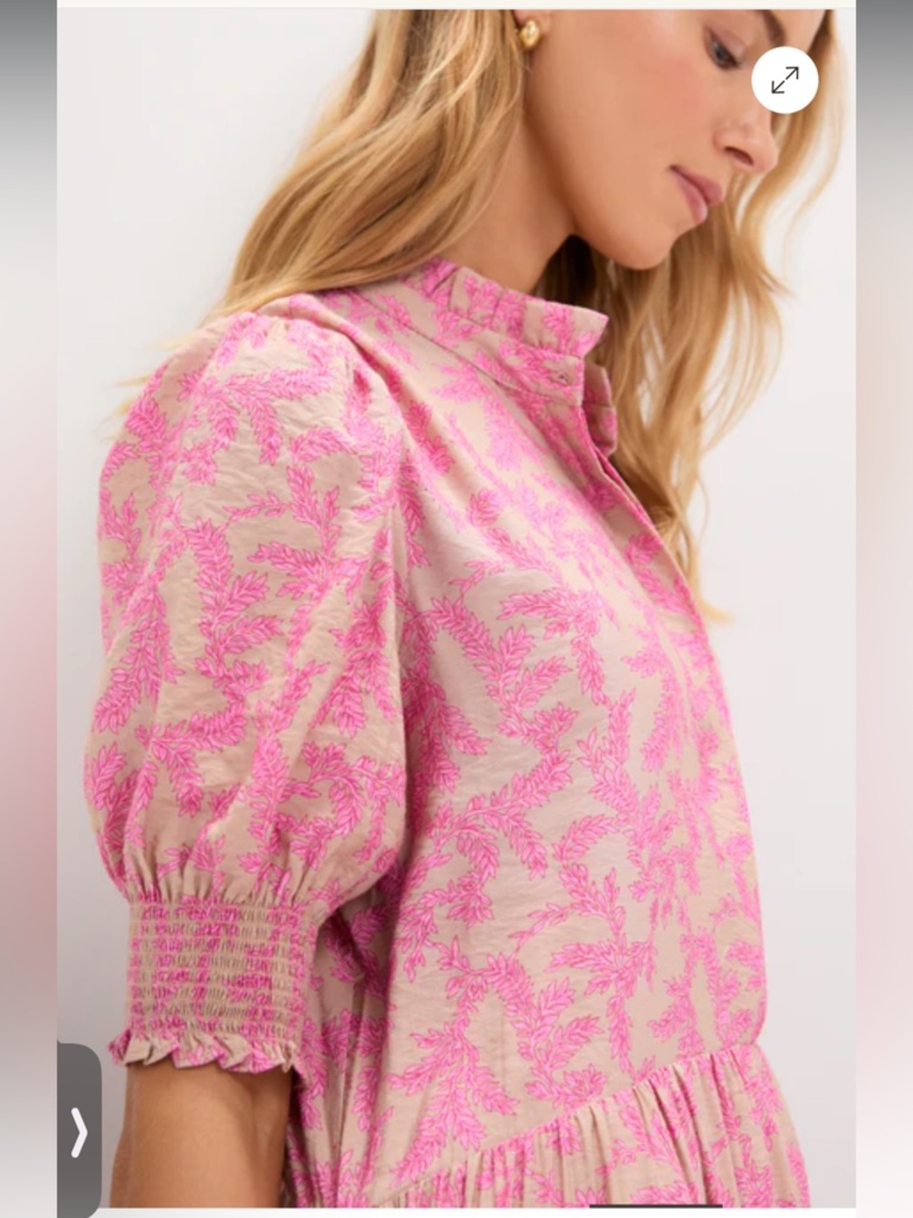 NWT Tuckernuck Hyacinth House Tan & Pink Vines Bennett Maxi Dress Size X-Large - Picture 4 of 15